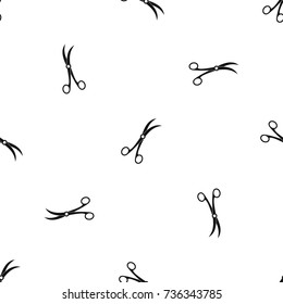Surgical scissors pattern repeat seamless in black color for any design. Vector geometric illustration