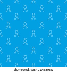 Surgical scissors pattern vector seamless blue repeat for any use