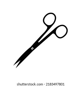 Surgical Scissors Silhouette. Black and White Icon Design Element on Isolated White Background