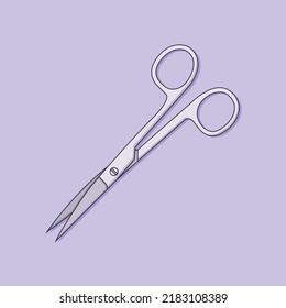 Surgical Scissors Vector Icon Illustration. Treatment Tool Vector. Flat Cartoon Style Suitable for Web Landing Page, Banner, Flyer, Sticker, Wallpaper, Background