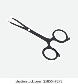 Surgical Scissors Vector Illustration Sticker. Surgical scissors sticker in vector style. Perfect for medical, healthcare, and surgical-themed designs. Ideal for digital and print use
