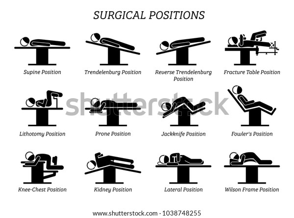 1 718 Patient Positioning Stock Vectors Images Vector Art Shutterstock   Surgical Surgery Operation Positions Stick 600w 1038748255 