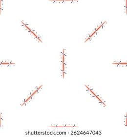 Surgical suture closing wound creating a seamless pattern, ideal for medical or healthcare related designs