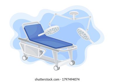 Surgical Table and Surgical Light or Operating Light as Medical Equipment Vector Composition