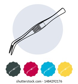 Surgical Tool - Bent Tip Tweezers Stock Illustration as EPS 10 File