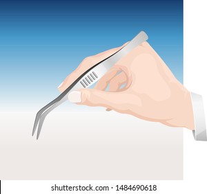 Surgical Tool - Bent Tip Tweezers Stock Illustration as EPS 10 File