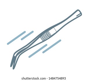 Surgical Tool - Bent Tip Tweezers Stock Illustration as EPS 10 File