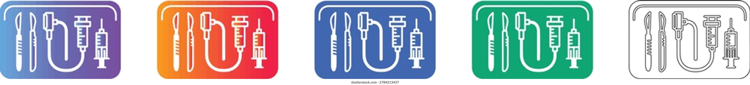 Surgical Tool Tray Set Icon Collection vol 3123