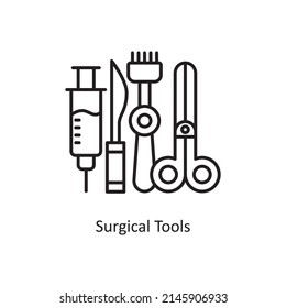 Surgical Tools vector Outline Icon Design illustration. Medical And Lab Equipment Symbol on White background EPS 10 File