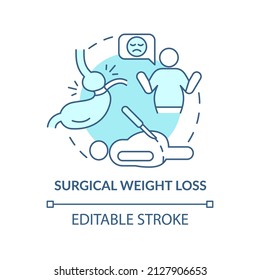 Surgical Weight Loss Turquoise Concept Icon. Bariatric Surgery. Medical Center Abstract Idea Thin Line Illustration. Isolated Outline Drawing. Editable Stroke. Arial, Myriad Pro-Bold Fonts Used