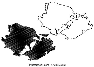 Surgut City (Russian Federation, Russia, Khanty-Mansi Autonomous Okrug-Yugra) Map Vector Illustration, Scribble Sketch City Of Surgut Map