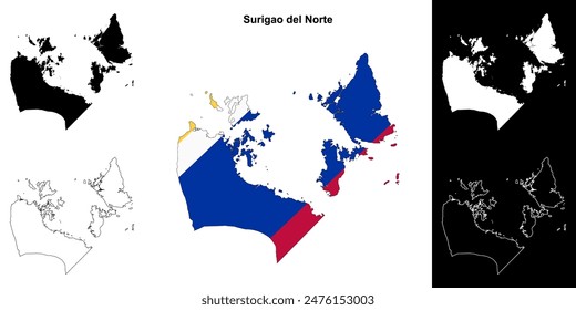 Surigao del Norte province outline map set