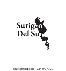 Surigao Del Sur Philippines map and black lettering design on white background