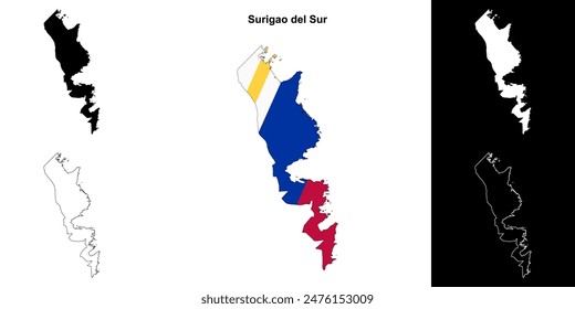 Surigao del Sur province outline map set