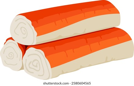 Surimi or Crab Stick Frozen Food Illustration Isolated on White Background