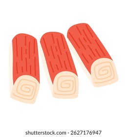Surimi or Crabmeat Stick Frozen Food Illustration