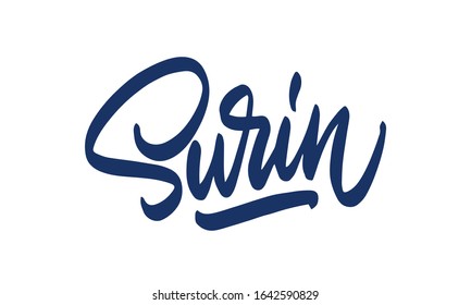 Surin calligraphy template text for your design illustration concept. Handwritten lettering title vector words on white isolated
