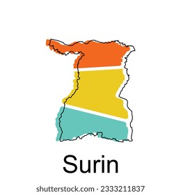 Surin Map. vector map of Thailand design template with outline graphic sketch style isolated on white background