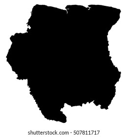 Surinam black map on white background vector