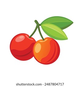 Surinam Cherry fruit flat vector illustration on white background