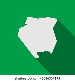 Surinam map on green background with long shadow