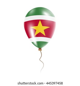 Suriname balloon with flag. Bright Air Balloon in the Country National Colors. Country Flag Rubber Balloon. Vector Illustration.