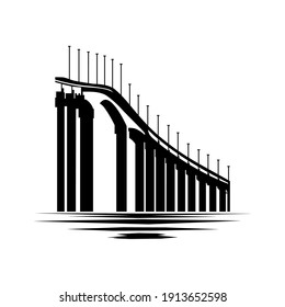 Suriname Bridge Silhouette, can use for Art Illustration, Logo Gram, Pictogram, Website or Graphic Design Element. Vector Illustration