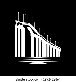 Suriname Bridge Silhouette, can use for Art Illustration, Logo Gram, Pictogram, Website or Graphic Design Element. Vector Illustration
