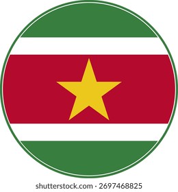 Suriname Circle Flag, Suriname Flag Icon