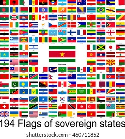 Suriname, collection of vector images of flags of the world