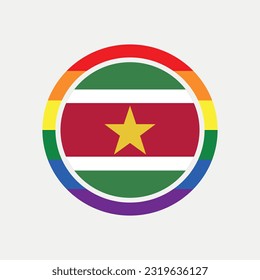 Suriname country flag circle - lgbt flag graphic element Illustration template design
