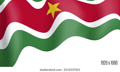 Cópia arquivada em 15 de julho de 2013 "Suriname country flag real independent day background" . Banner da Commonwealth do Suriname em movimento acenando, flutuando ao vento. Festivo patriótico modelo de formato HD para o dia da independência