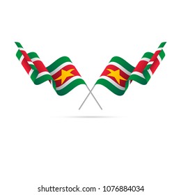 Suriname crossed flags. Vector illustration.