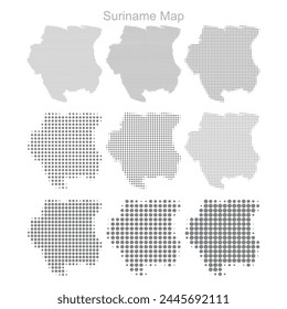 Suriname Dotted map in different dot sizes