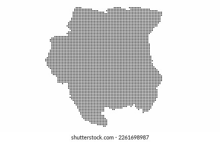 Suriname dotted map with grunge texture in dot style. Abstract vector illustration of a country map with halftone effect for infographic. 