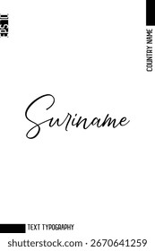Suriname   -Nome de país editável Tipografia Cursiva Vetor Texto Design