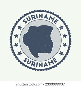 Suriname emblem. Country round stamp with shape of Suriname, isolines and round text. Appealing badge. Captivating vector illustration.