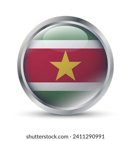 Suriname Flag 3D Badge Illustration