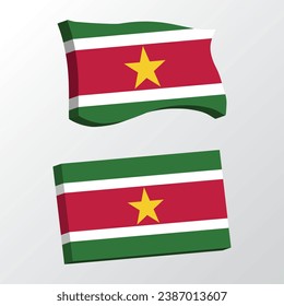 Suriname Flag 3d shape vector illustration