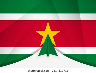 Suriname Flag with Abstract Paper Airplane Design, National Flag in a geometric folded paper style. Vector illustration.