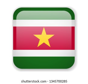 Suriname flag bright square icon. Vector Illustration