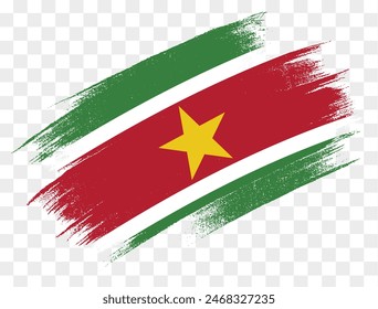 Pintura de pincel de bandera de Surinam con textura aislada en png o fondo transparente. Ilustración vectorial