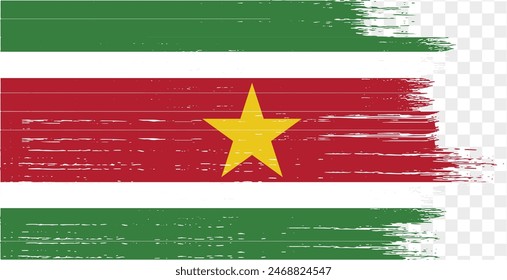 Pintura de pincel de bandera de Surinam con textura aislada en png o fondo transparente. Ilustración vectorial