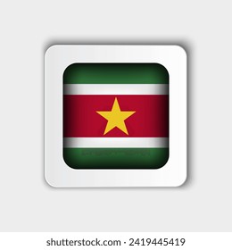 Suriname Flag Button Flat Design