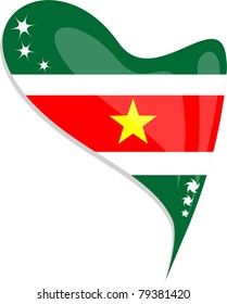 suriname flag button heart shape vector icon.