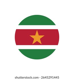 Suriname Flag Button, Suriname Flag-Symbol rund, Suriname Flag-Button Vektor