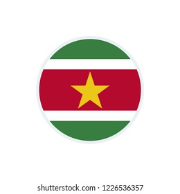 Suriname flag. Suriname circle flag.