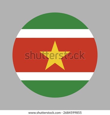 Suriname Flag circle button. National flag of Suriname round icon. Flag background, sticker, banner, badge in circular shape.