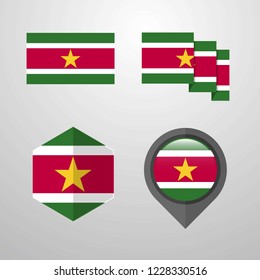 Suriname flag design set vector