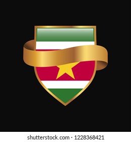 Suriname flag Golden badge design vector